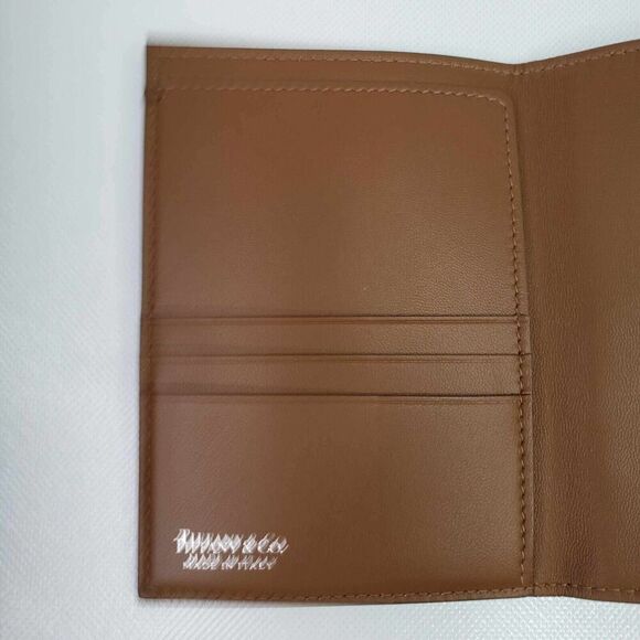 Tiffany & Co Wallet Fold Over Leather Brown Tan Card Case - Picture 4 of 6